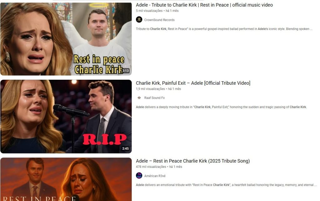 Música de Adele em homenagem a Charlie Kirk é outro caso de excessos da IA