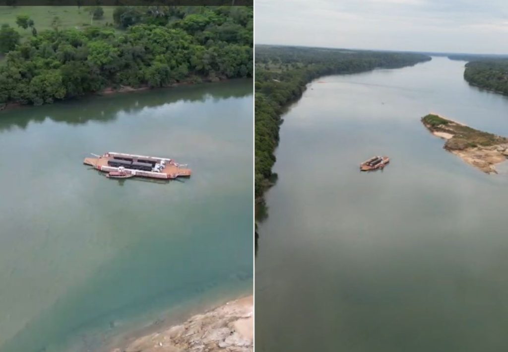 Balsa encalha no Rio Tocantins e motoristas ficam ilhados por mais de 18 horas
